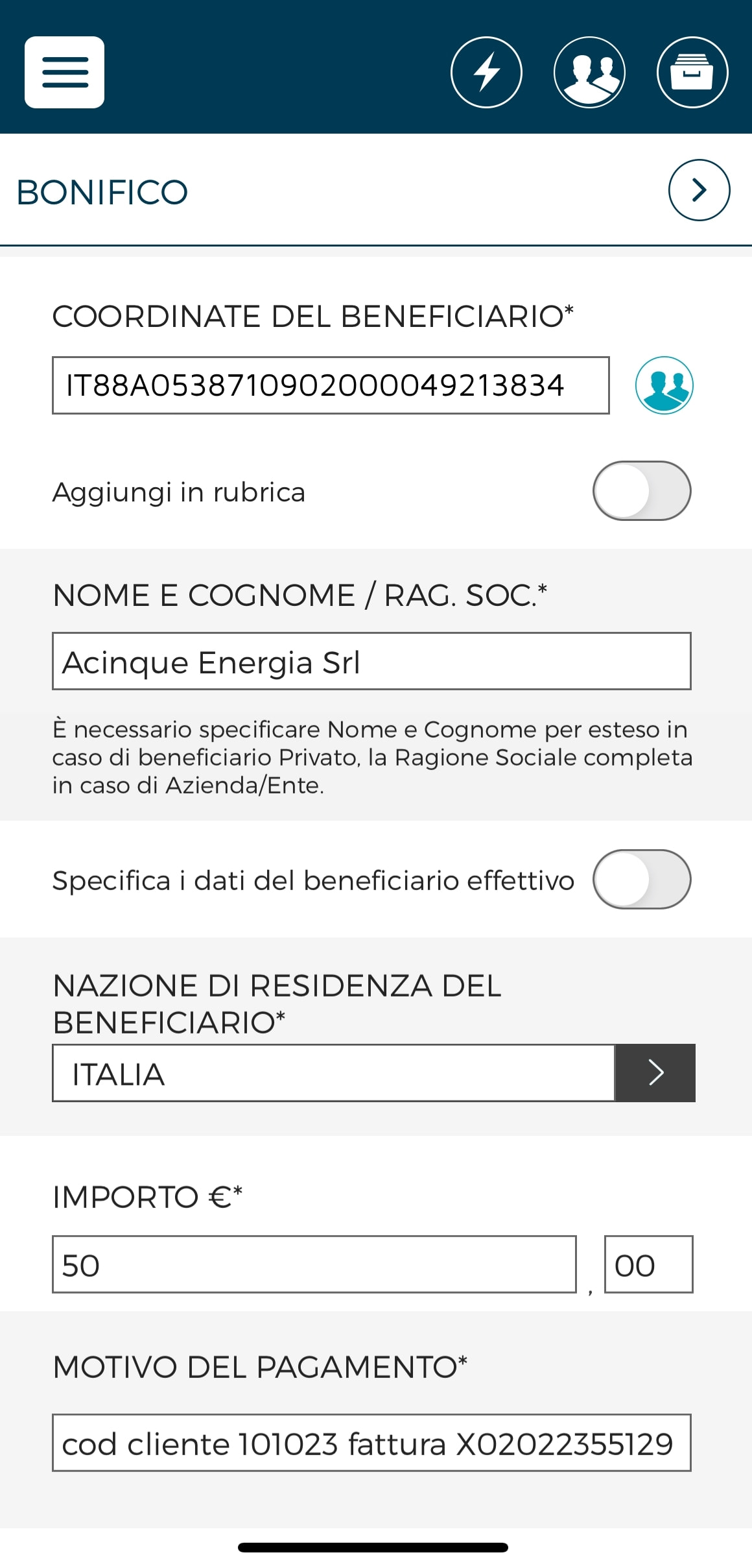 Bonifico